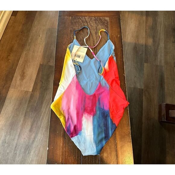 MARA HOFFMAN Emma Cross Back One Piece Multi Dye Swimsuit - Picture 3 of 7